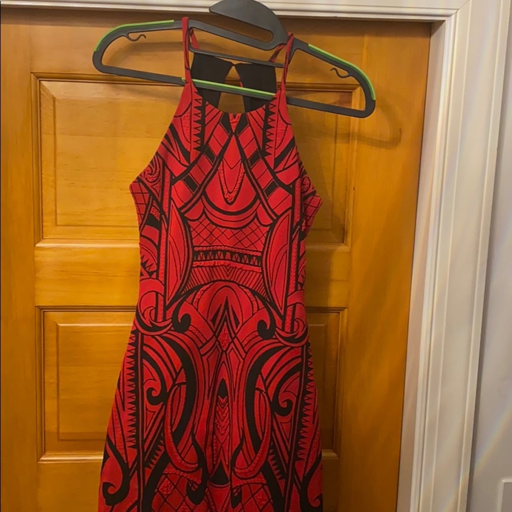 Parker Red Instarsia Sheath dress
